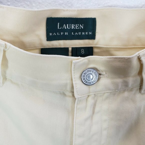 Lauren Ralph Lauren Womens Jeans Cropped Soft yellow Size 8 High Waist Capri - Picture 10 of 10